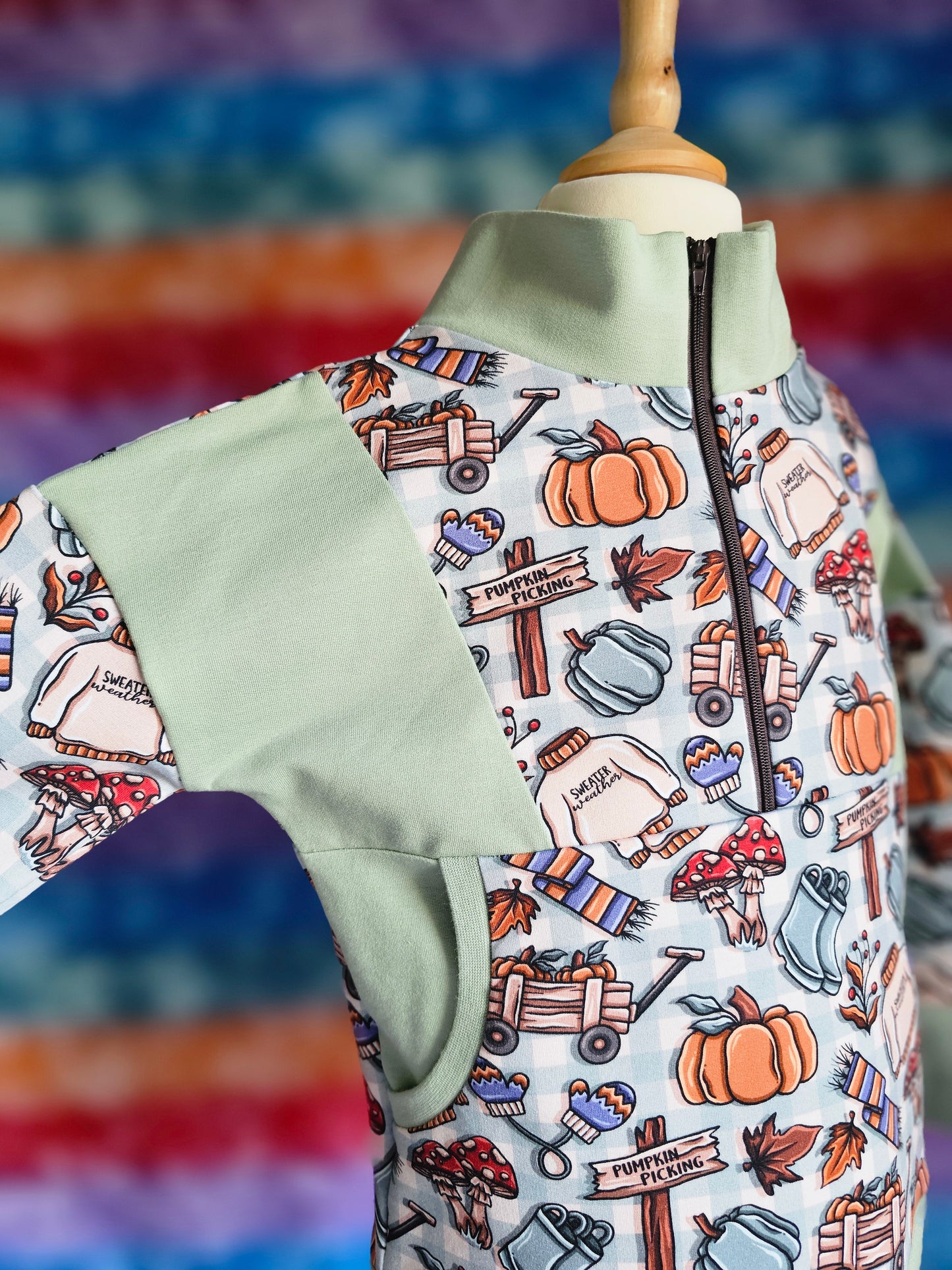 Pumpkin picking half zip - Mint