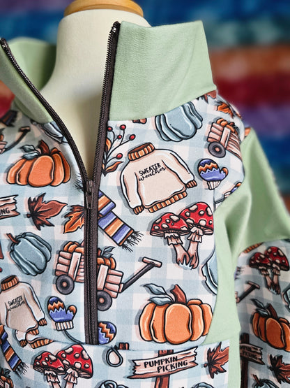 Pumpkin picking half zip - Mint