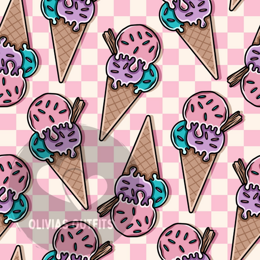 Ice cream - pink check